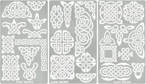 Aleks Melnyk No.37 Metal Journal Stencils, Pyrography Celtic Patterns, Celtic Knot, Viking Stencils, Wood Burning Templates, Wood Carving, Bullet Journaling