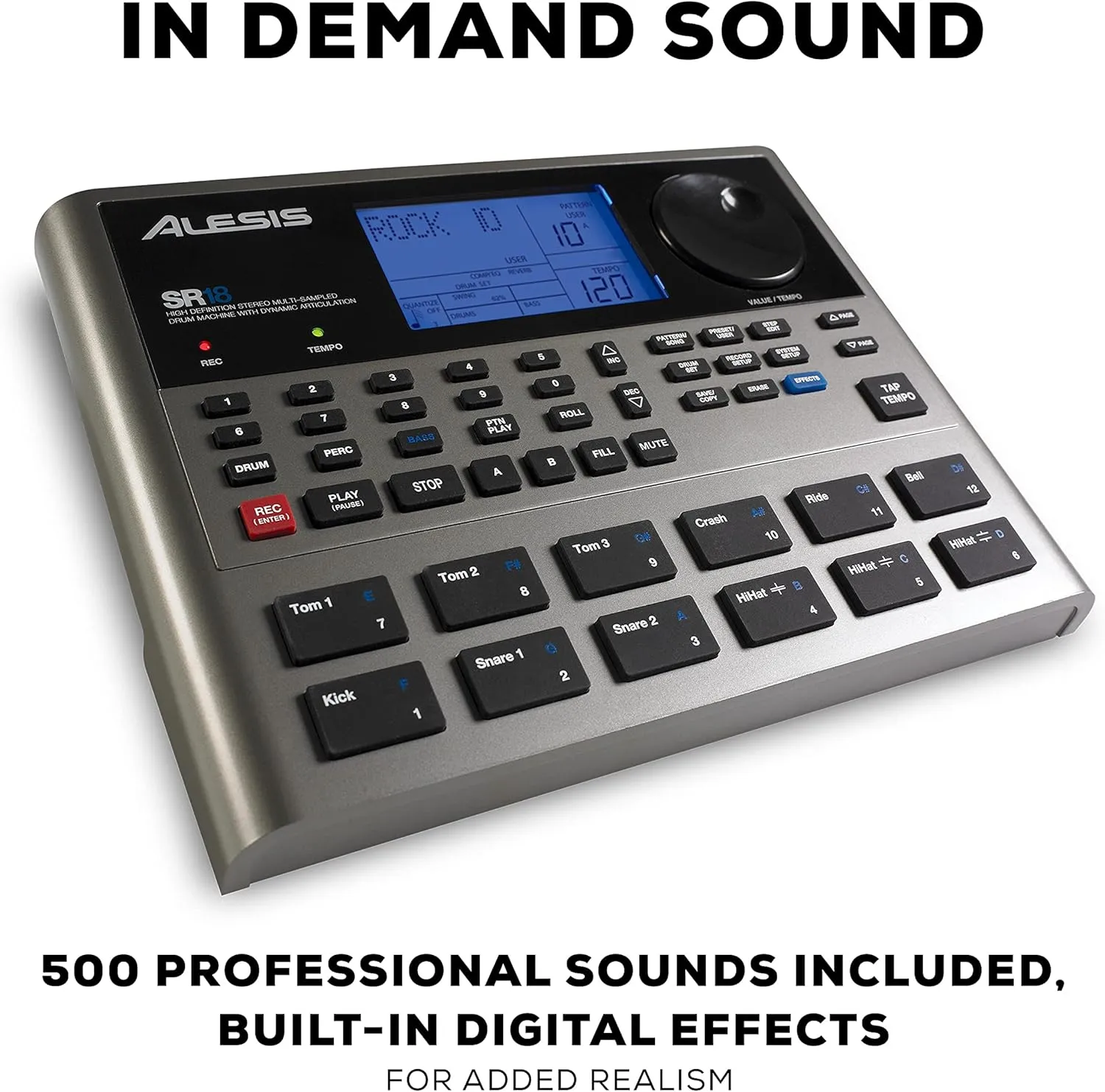 Alesis SR-18 - Studio-Grade Standalone Drum Machine With On-Board Sound Library, Performance Driven I/O and In-Built Effects / Processors