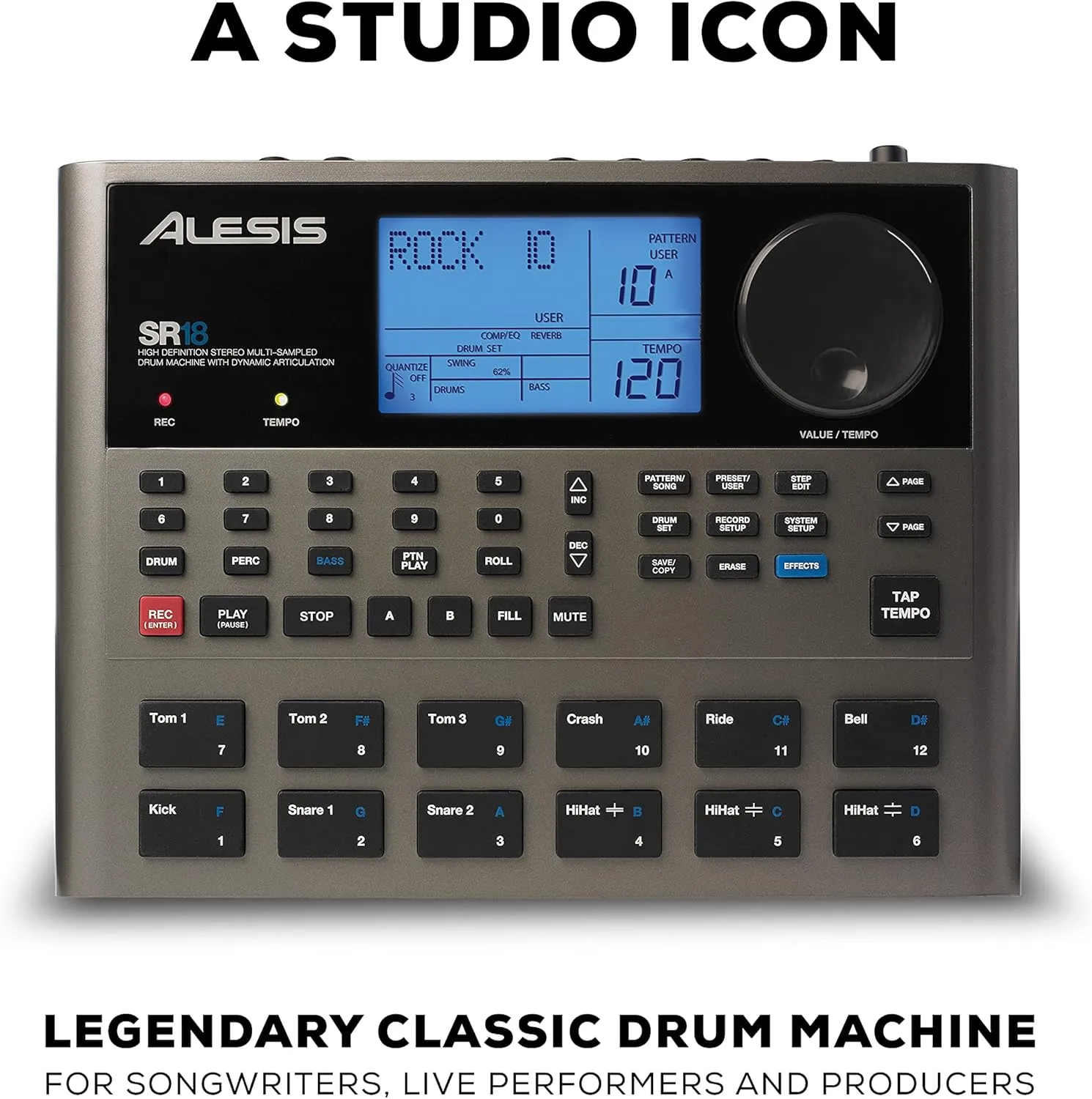 Alesis SR-18 - Studio-Grade Standalone Drum Machine With On-Board Sound Library, Performance Driven I/O and In-Built Effects / Processors