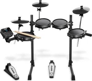 Alesis Turbo Mesh Kit – Electric Drum Set With 100  Sounds, Quiet Mesh Drum Pads, Drum Sticks, Connection Cables, Drum Lessons