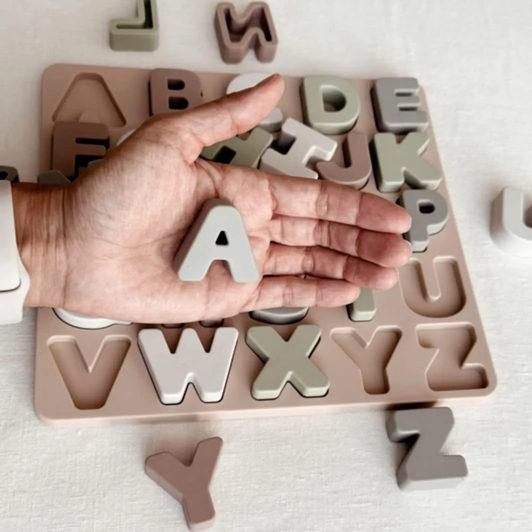 Ali Oli Baby Soft Silicone Alphabet Puzzle Toys for Toddlers (27 Piece Set) Toddler or Baby Girl & Boy Neutral Baby Toys - Montessori Learning Puzzle Silicone Letter Shape Sorter Toy
