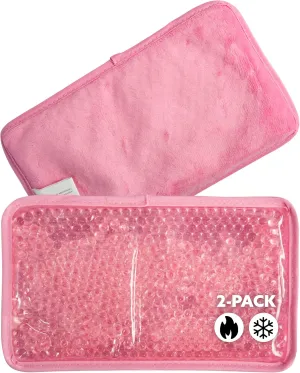Alpi Rectangle Plush Gel Bead Ice Pack – 2 Pack Reusable Ice Packs with Beads for Hot & Cold Therapy - Soft, Plush Comfort for Muscle Aches & Relaxation (Pink)