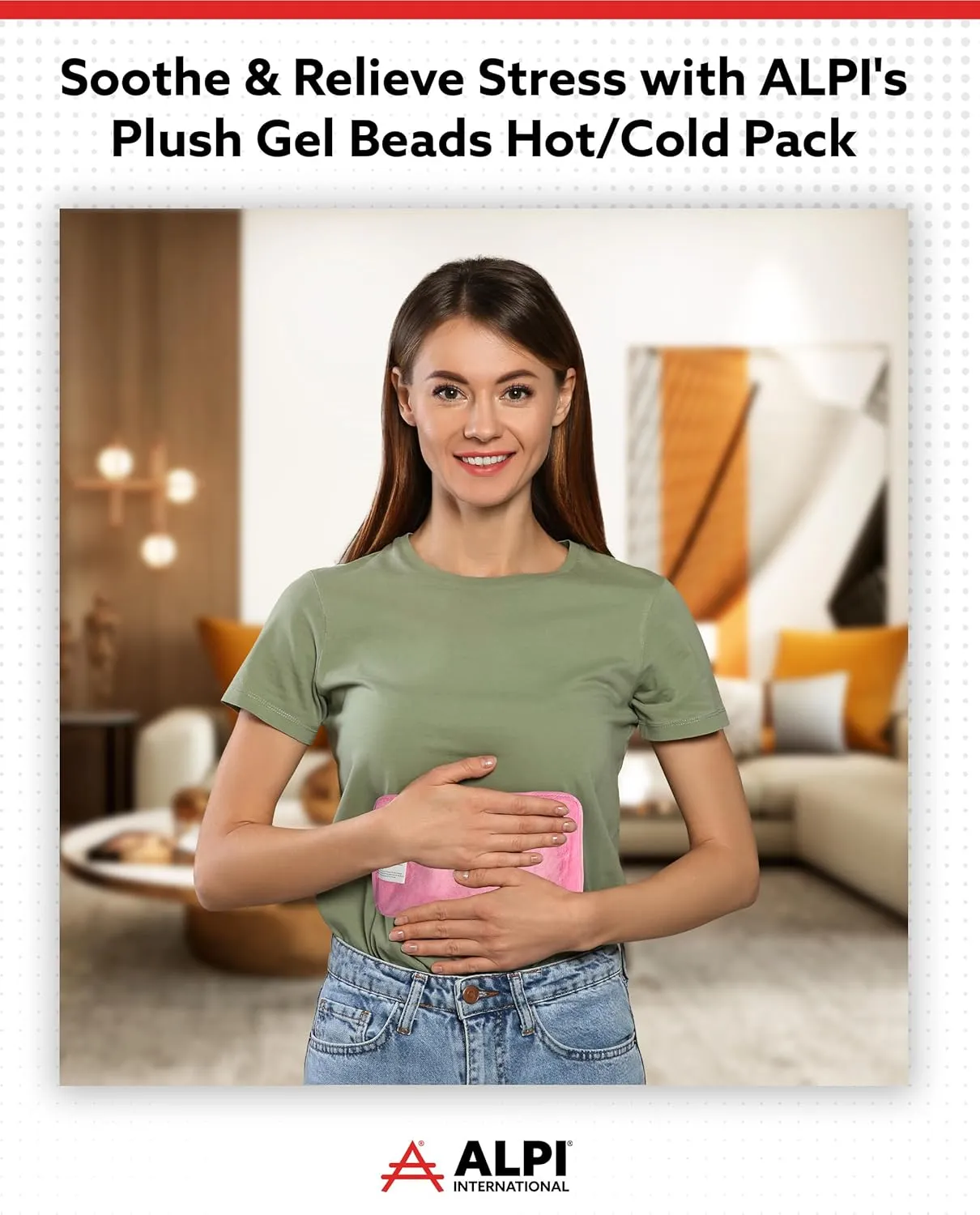 Alpi Rectangle Plush Gel Bead Ice Pack – 2 Pack Reusable Ice Packs with Beads for Hot & Cold Therapy - Soft, Plush Comfort for Muscle Aches & Relaxation (Pink)