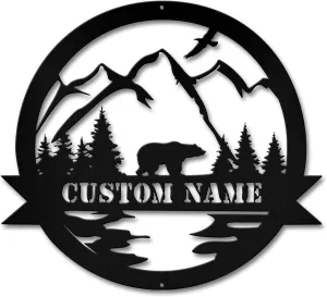 Alpine Bear Cutout Metal Sign