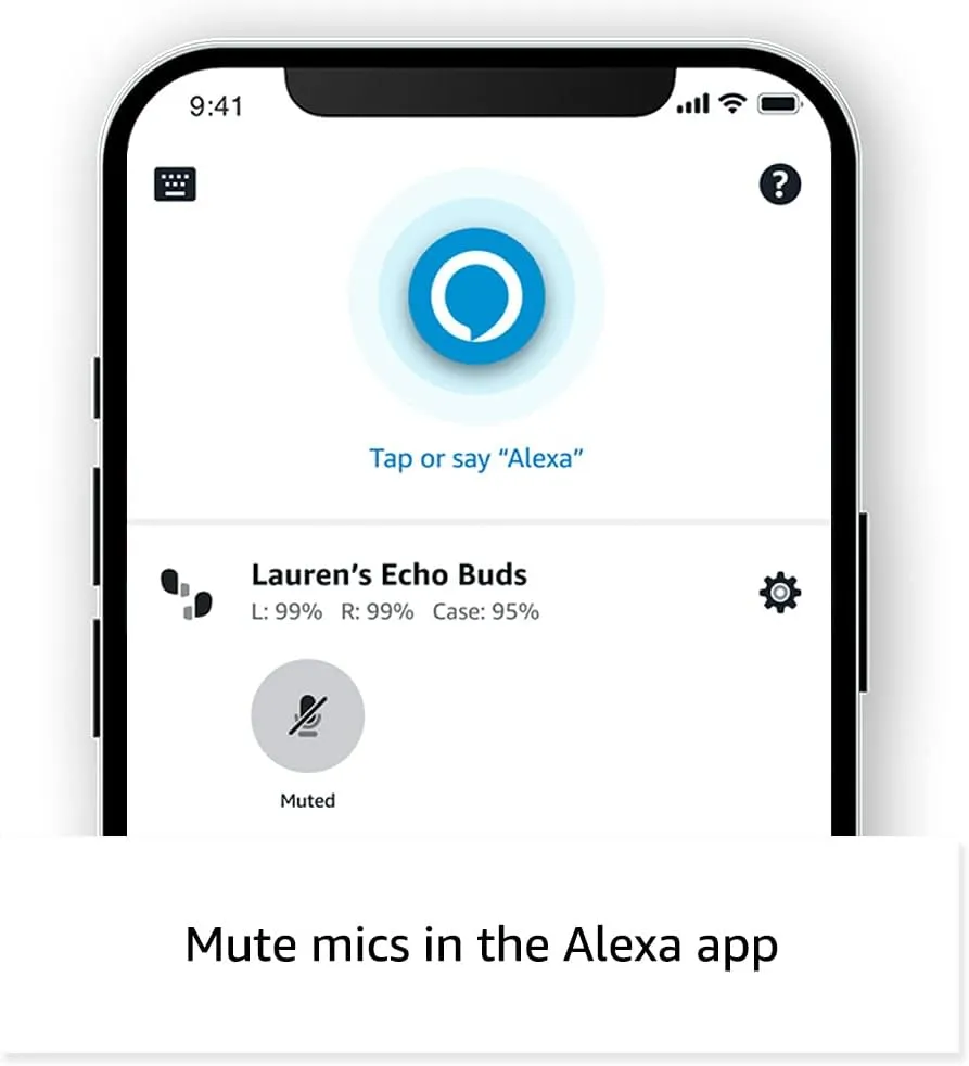 Amazon Echo Buds (newest model), True Wireless Bluetooth 5.2 Earbuds with Alexa, audio personalization, multipoint, 20H battery with charging case, fast charging, sweat resistant, Glacier White