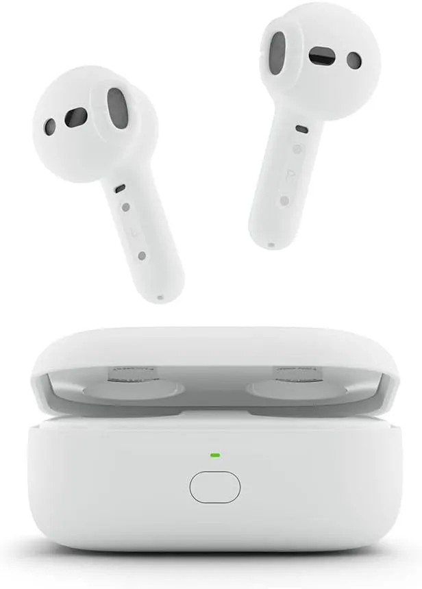Amazon Echo Buds (newest model), True Wireless Bluetooth 5.2 Earbuds with Alexa, audio personalization, multipoint, 20H battery with charging case, fast charging, sweat resistant, Glacier White