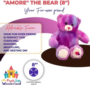 Amore The Bear 8 inch – Soft and Huggable Teddy Bear Plush, Mini Stuffed Animal Gift for Kids, Charming Brown Bear for Gifting, Birthdays, Baby Showers, or Nursery Decor