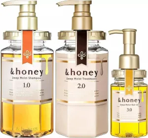 &honey Deep Moist Shampoo, Treatment & Hair Oil Set   Free Hair Tie