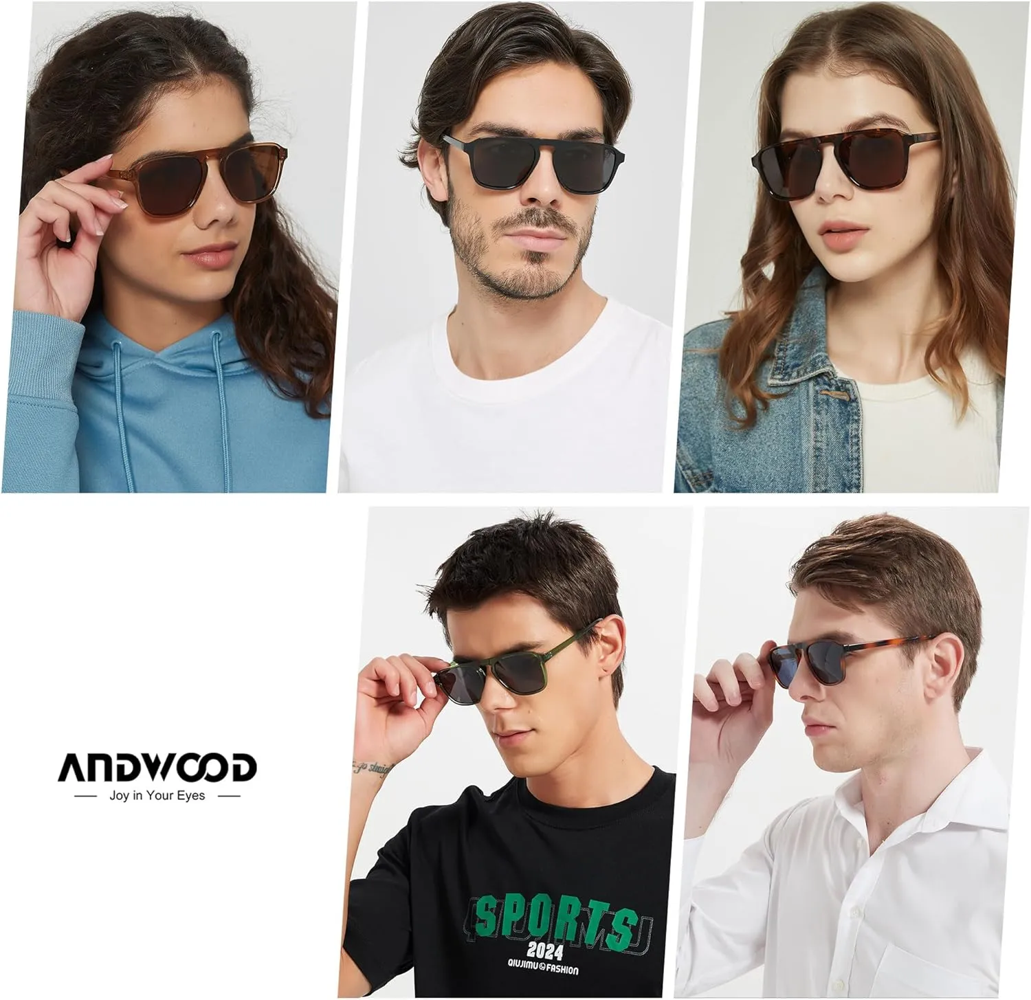 ANDWOOD Square Aviator Sunglasses Polarized Mens Womens UV Protection Sun glasses