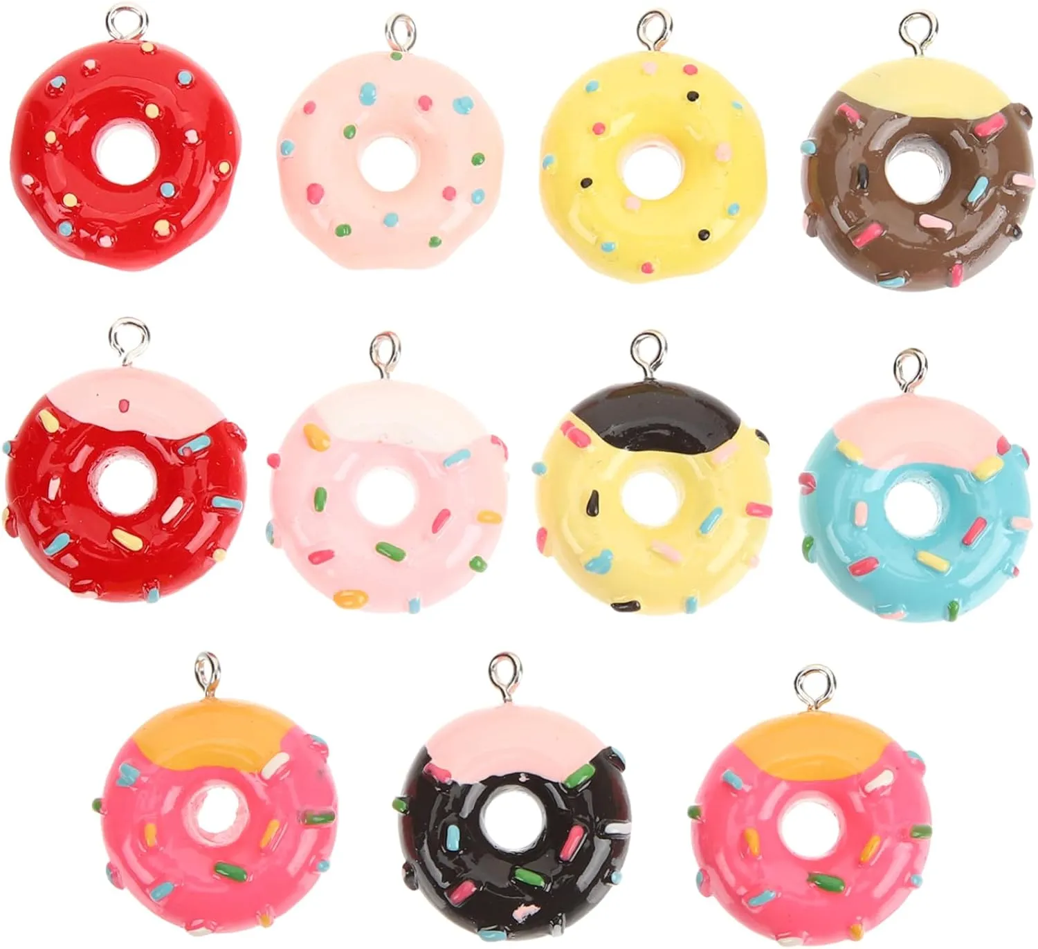 Angoily Realistic Donut Sweets Charms 20 Pack Keychain Favors Candy Jewelry Charms Party Favor Keychains
