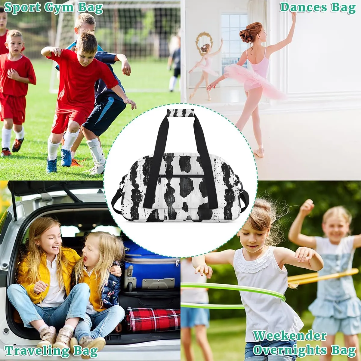 Animal - Leopard Print Kids Overnighter Duffel Bags for Boys, Carry-On Size Sports Gym Bag with Front Zipper Pocket for School Practice or Overnight Travel Weekender Sleepover Tote Bag