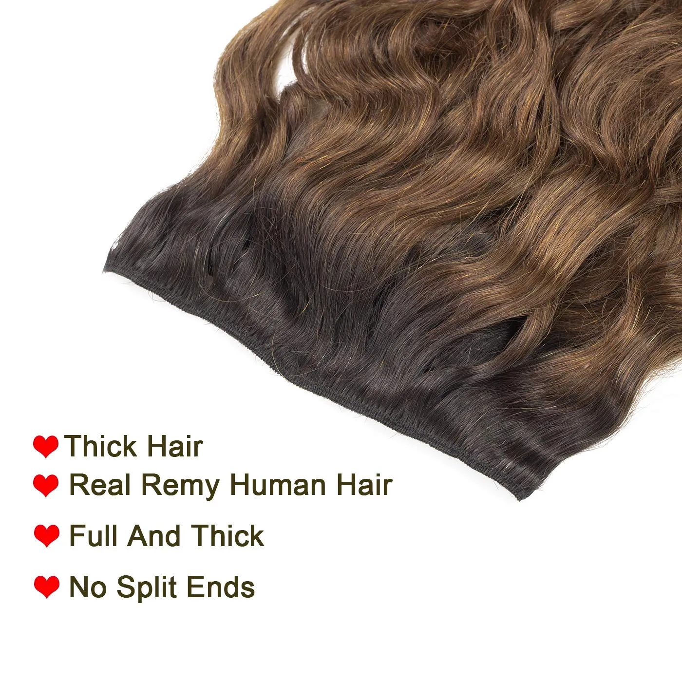 Anrosa Natural Wavy Clips in 18 Inch Remy Human Hair Extensions #1B/4 Natural Wave Natural Black Color into Dark Brown #4 Color for Black Women 120gram Double Weft 17Clips 7 Pieces Per Pack