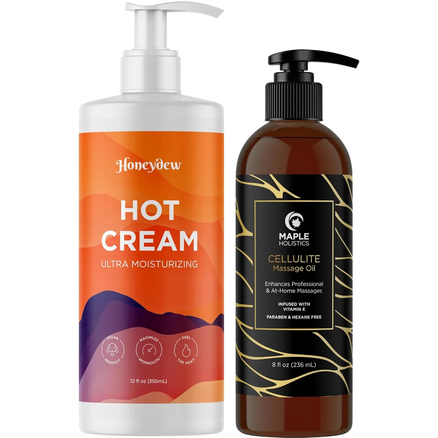 Anti Cellulite Cream and Massage Oil - Extra Large Skin Firming Hot Cream plus Cellulite Oil for Men and Women with Essential Oils - Advanced Cellulite Massage Oil and Cream for Thighs and Butt