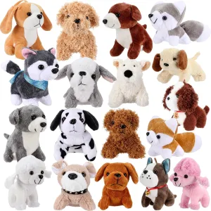 Aoriher 18 Pcs Mini Plush Dogs Bulk Dog Puppy Stuffed Animals Small Stuffed Dogs Assorted Cute Soft Dog Puppy Doll for Hers Puppy Birthday Party Favor Gifts