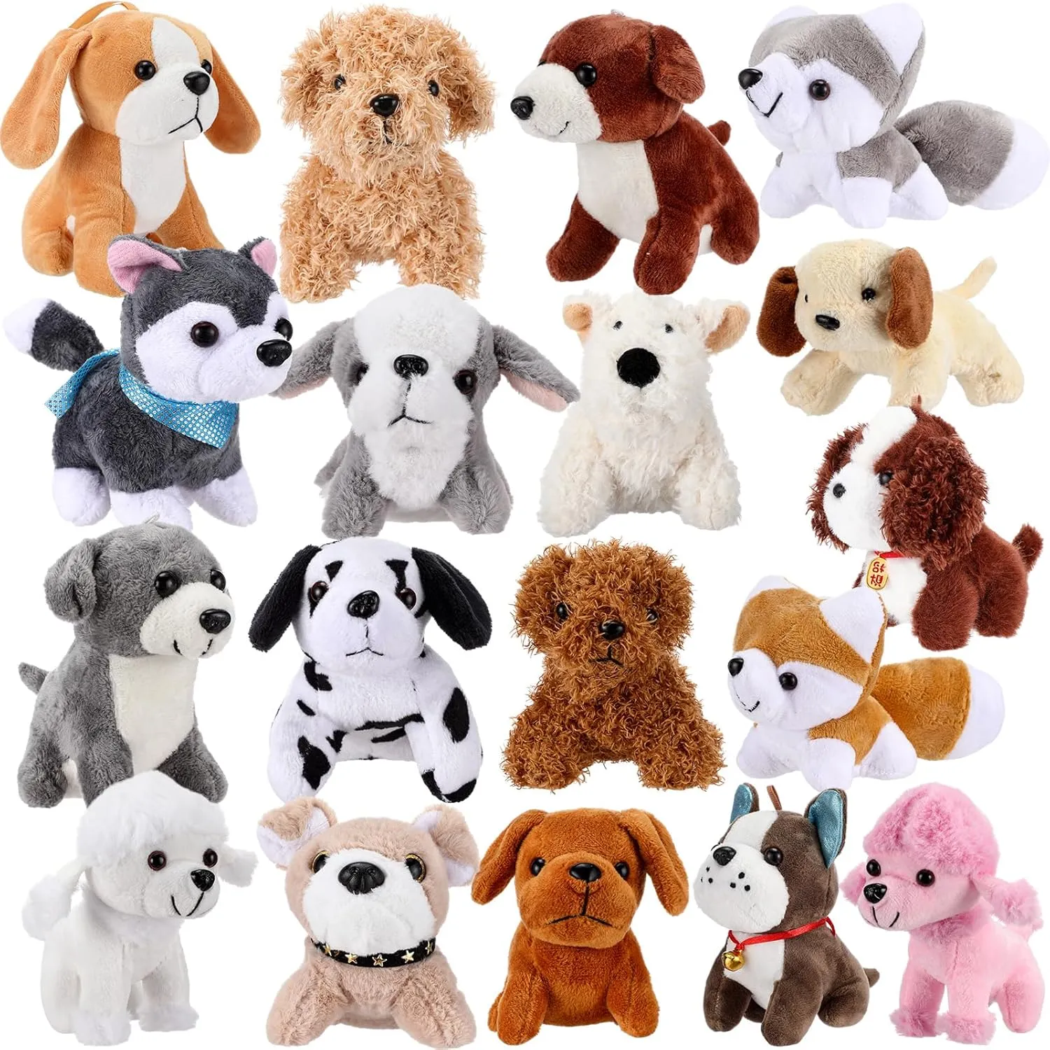 Aoriher 18 Pcs Mini Plush Dogs Bulk Dog Puppy Stuffed Animals Small Stuffed Dogs Assorted Cute Soft Dog Puppy Doll for Hers Puppy Birthday Party Favor Gifts