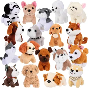 Aoriher 18 Pcs Mini Plush Dogs Bulk Puppy Stuffed Animals Small Stuffed Cute Assorted Soft Plush Toys Doll for Puppy Birthday Party Favors(Novelty Dog)
