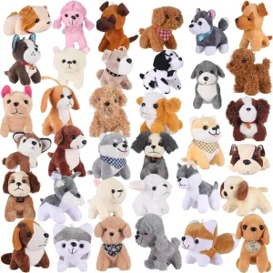 Aoriher 36 Pcs Mini Plush Dogs Bulk Dog Puppy Stuffed Animals Small Stuffed Dogs Assorted Cute Soft Dog Puppy Doll for Hers Puppy Birthday Party Favor Gifts