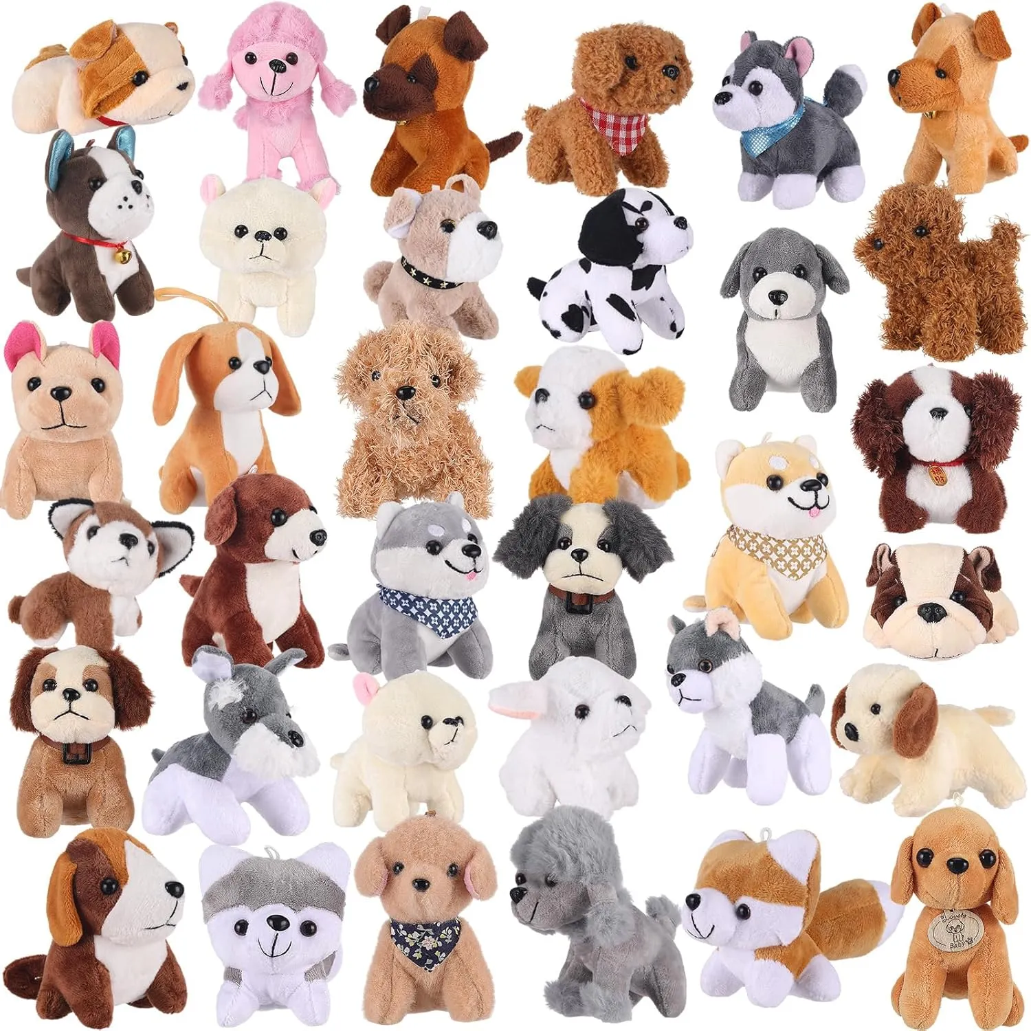Aoriher 36 Pcs Mini Plush Dogs Bulk Dog Puppy Stuffed Animals Small Stuffed Dogs Assorted Cute Soft Dog Puppy Doll for Hers Puppy Birthday Party Favor Gifts