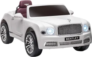 Aosom Bentley Mulsanne 12V Ride on Car, Battery Powered Car with Remote Control, Suspension, Startup Sound, LED Lights, MP3, Horn, Music, Forward and Backward, 2 Motors, White