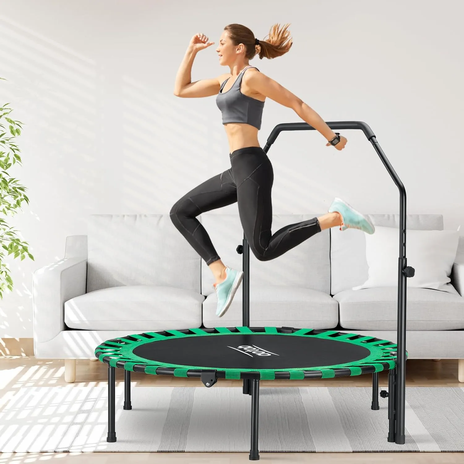 AOTOB 40/48” Fitness Trampoline for Adult, Max Load 450 LBS Foldable Mini Trampoline with Durable Bungees, Small Rebounder Exercise Trampoline for Workout for Quiet and Safely Cushioned Bounce