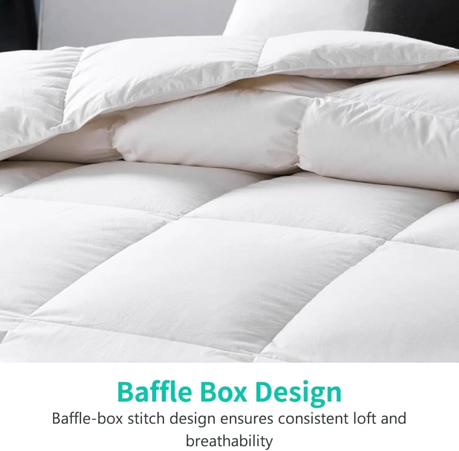 APSMILE King Size Luxury 100% Organic Cotton All Season Down Feather Fibers Comforter, Extra Fluffy Medium Warmth Duvet Insert(106x90, Ivory White)
