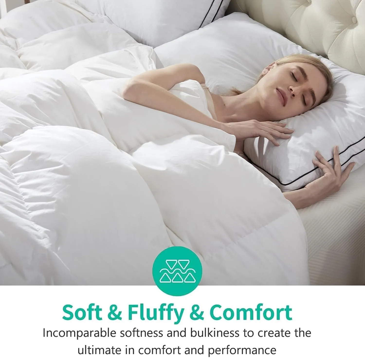 APSMILE King Size Luxury 100% Organic Cotton All Season Down Feather Fibers Comforter, Extra Fluffy Medium Warmth Duvet Insert(106x90, Ivory White)
