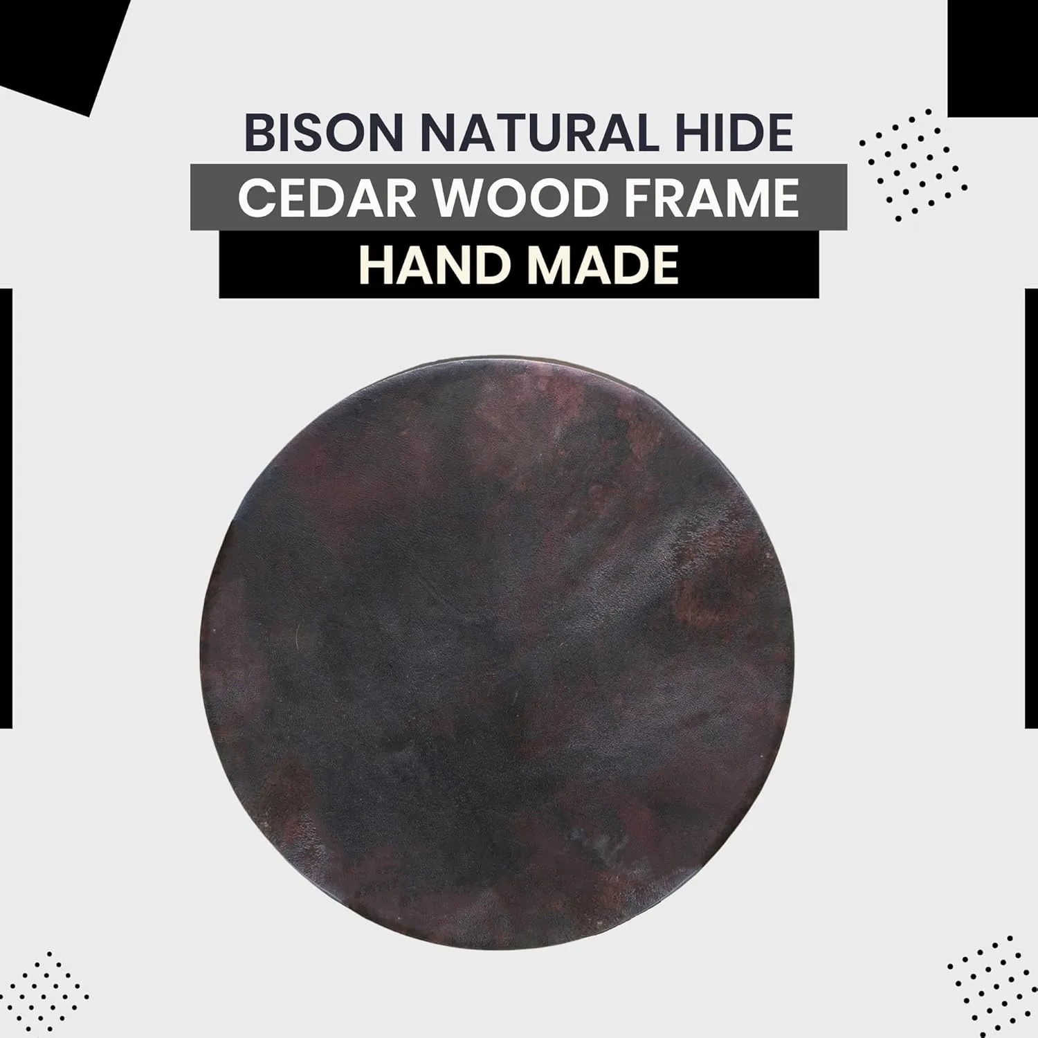 ARAW American Shamanic Native Drum Bison Natural Hide (18 Inches Diameter X 3 Inches Depth)