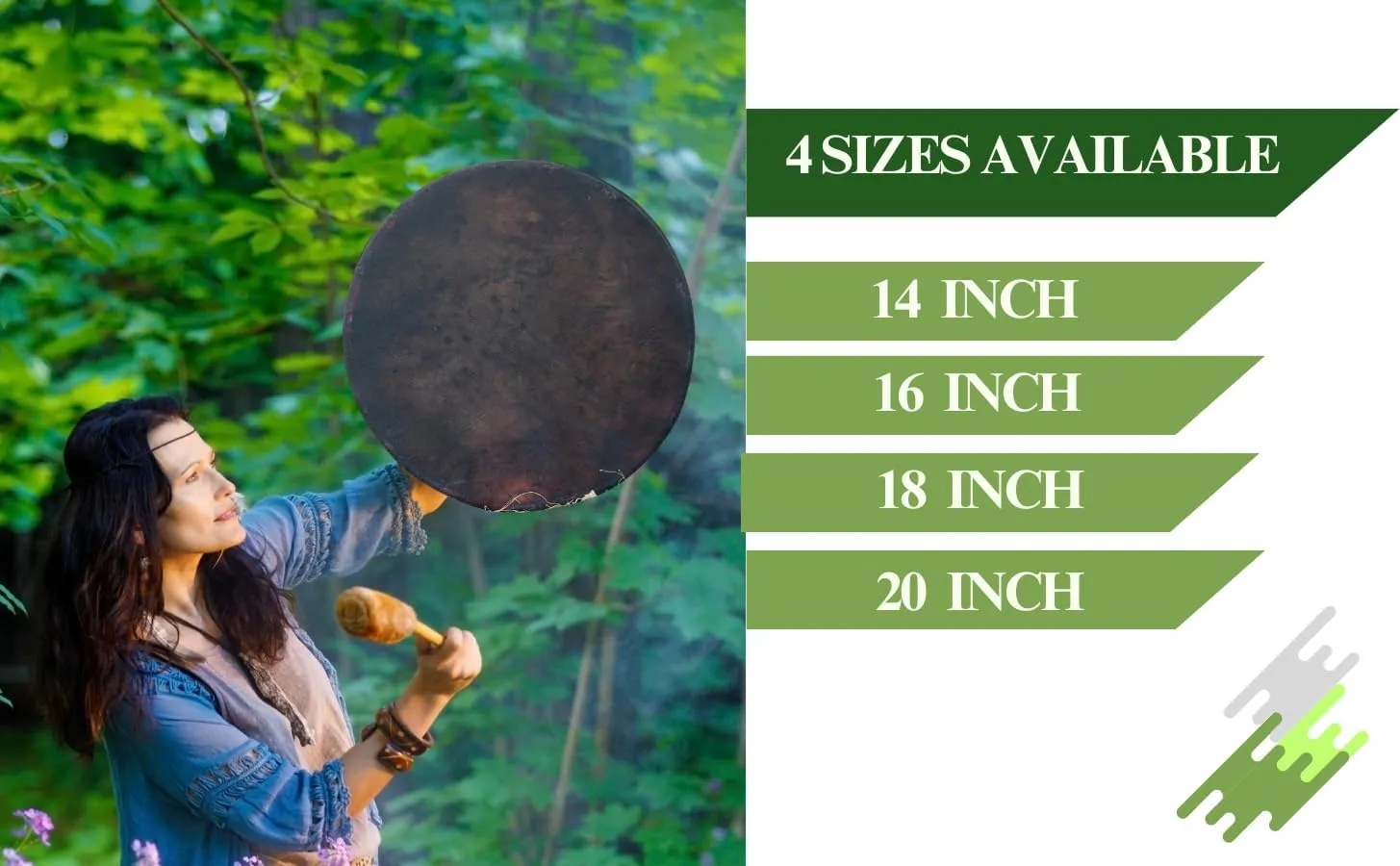 ARAW American Shamanic Native Drum Bison Natural Hide (20 Inches Diameter X 3 Inches Depth)