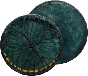ARAW American Shamanic Native Drum Bison Natural Hide, Mulberry Wood Frame, Marble Green Color (20 Inches Diameter X 3 Inches Depth)