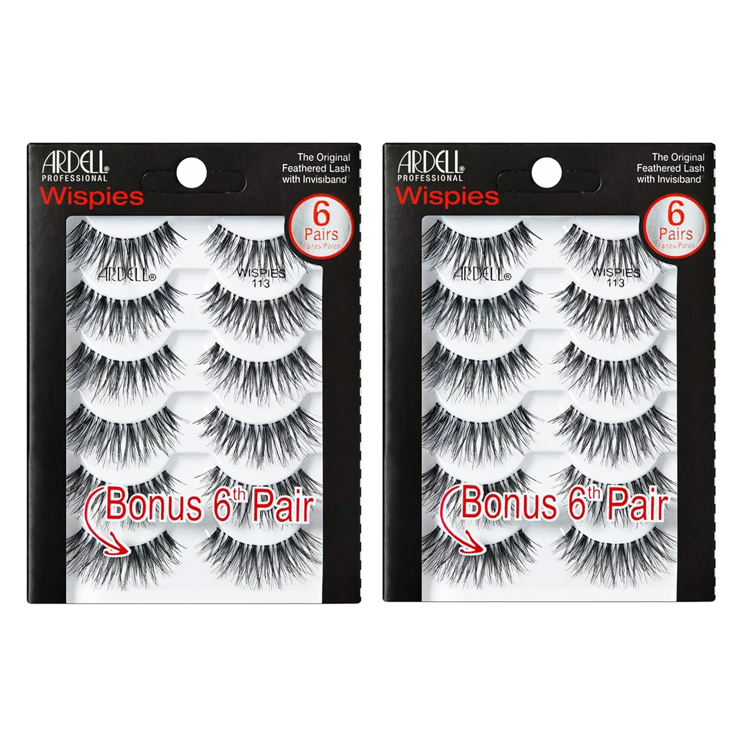 Ardell Wispies Eyelashes – Multi-Dimensional, Natural Lashes Strips, 6 Pairs x 2 Pack