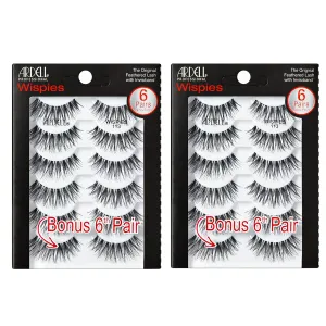 Ardell Wispies Eyelashes – Multi-Dimensional, Natural Lashes Strips, 6 Pairs x 2 Pack