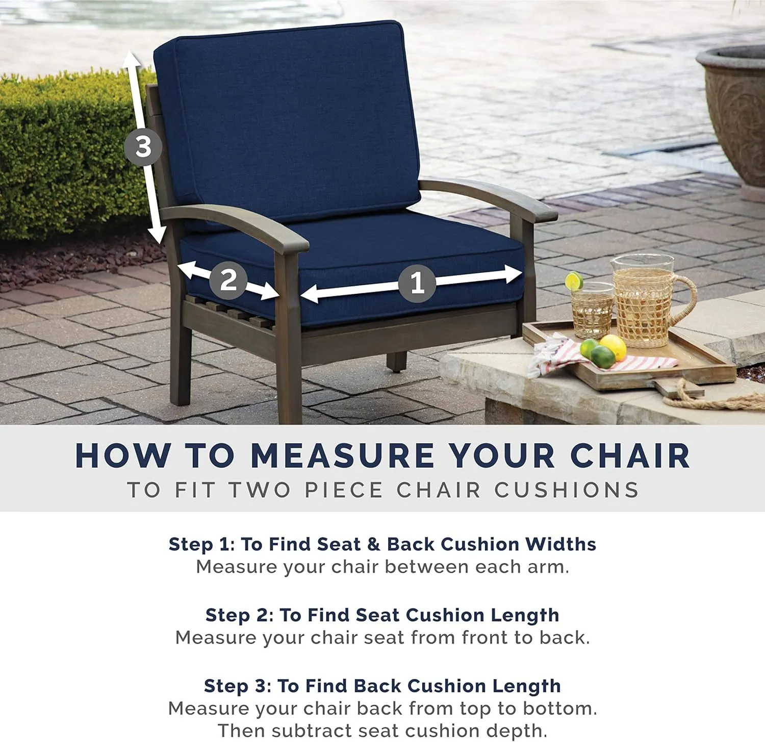 ARDEN Outdoor Dining Chair Cushion, 21 x 21, Rain-Proof, Fade Resistant 21 x 21, Lake Blue Leala