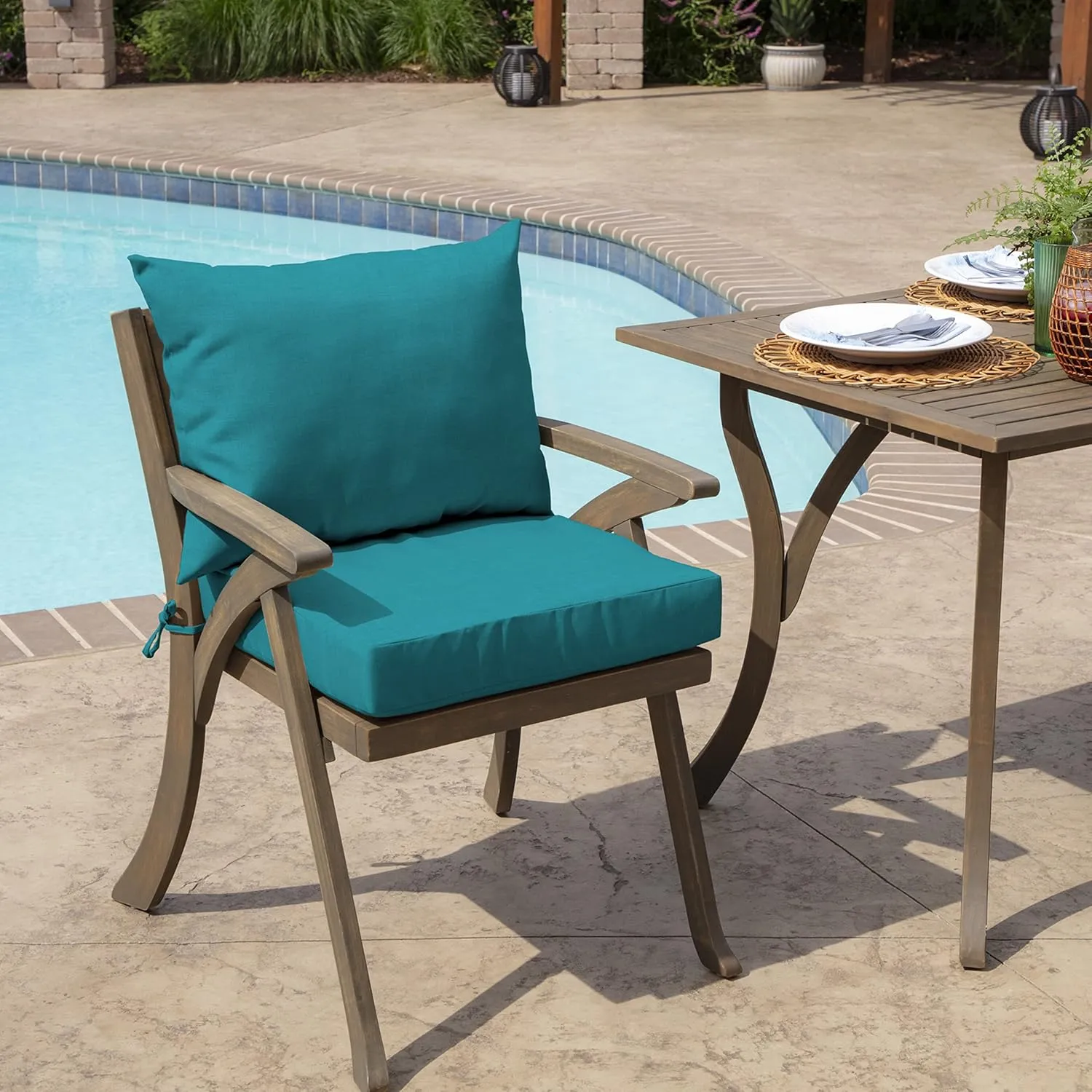 ARDEN Outdoor Dining Chair Cushion, 21 x 21, Rain-Proof, Fade Resistant 21 x 21, Lake Blue Leala