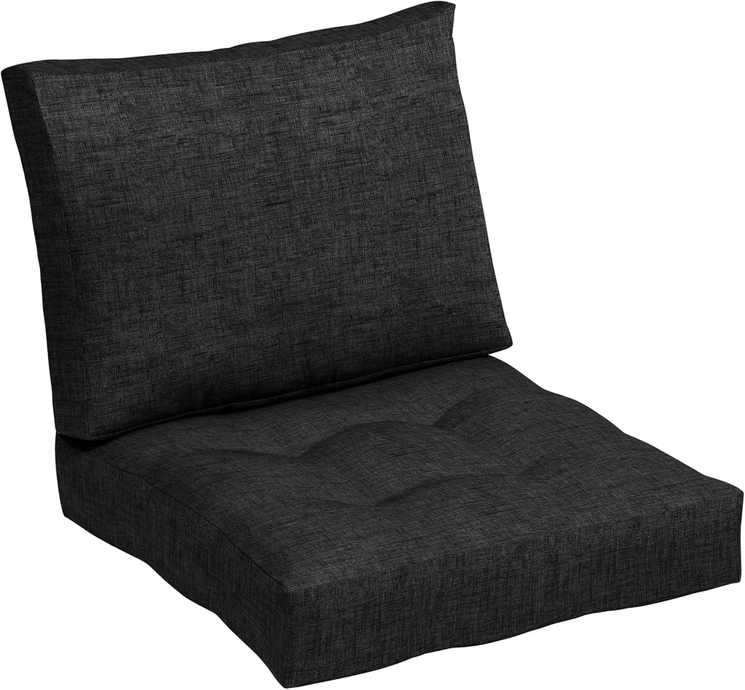 ARDEN Outdoor Plush Modern Tufted Blowfill Deep Seat Set, 24 in x 24 in, Weather-Proof, Rain-Proof, Fade Resistant Patio Cushion, Ultra Cozy 24 x 24, Black Leala