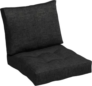 ARDEN Outdoor Plush Modern Tufted Blowfill Deep Seat Set, 24 in x 24 in, Weather-Proof, Rain-Proof, Fade Resistant Patio Cushion, Ultra Cozy 24 x 24, Black Leala