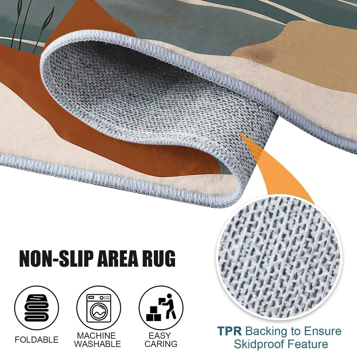 Area Rugs for Living Room Minimalist Valley Cream Fluffy Rug Soft Flannel, Rug Floor Carpet with Durable Anti Slip Backing, Carpet Runners Ideal for Bedroom and Nursery 2x3 ft