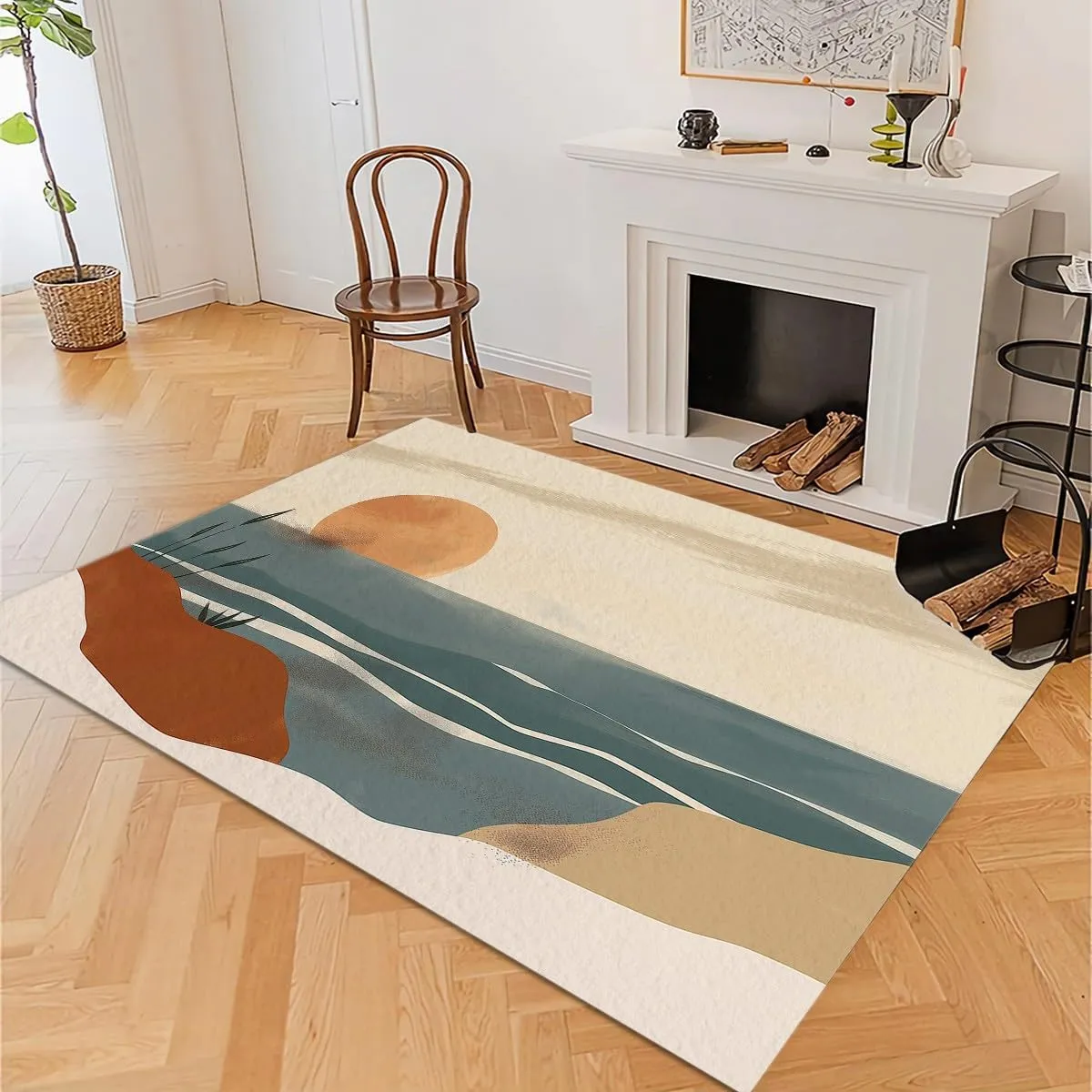 Area Rugs for Living Room Minimalist Valley Cream Fluffy Rug Soft Flannel, Rug Floor Carpet with Durable Anti Slip Backing, Carpet Runners Ideal for Bedroom and Nursery 2x3 ft