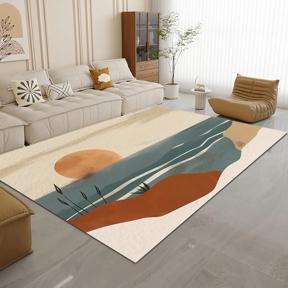 Area Rugs for Living Room Minimalist Valley Cream Fluffy Rug Soft Flannel, Rug Floor Carpet with Durable Anti Slip Backing, Carpet Runners Ideal for Bedroom and Nursery 2x3 ft