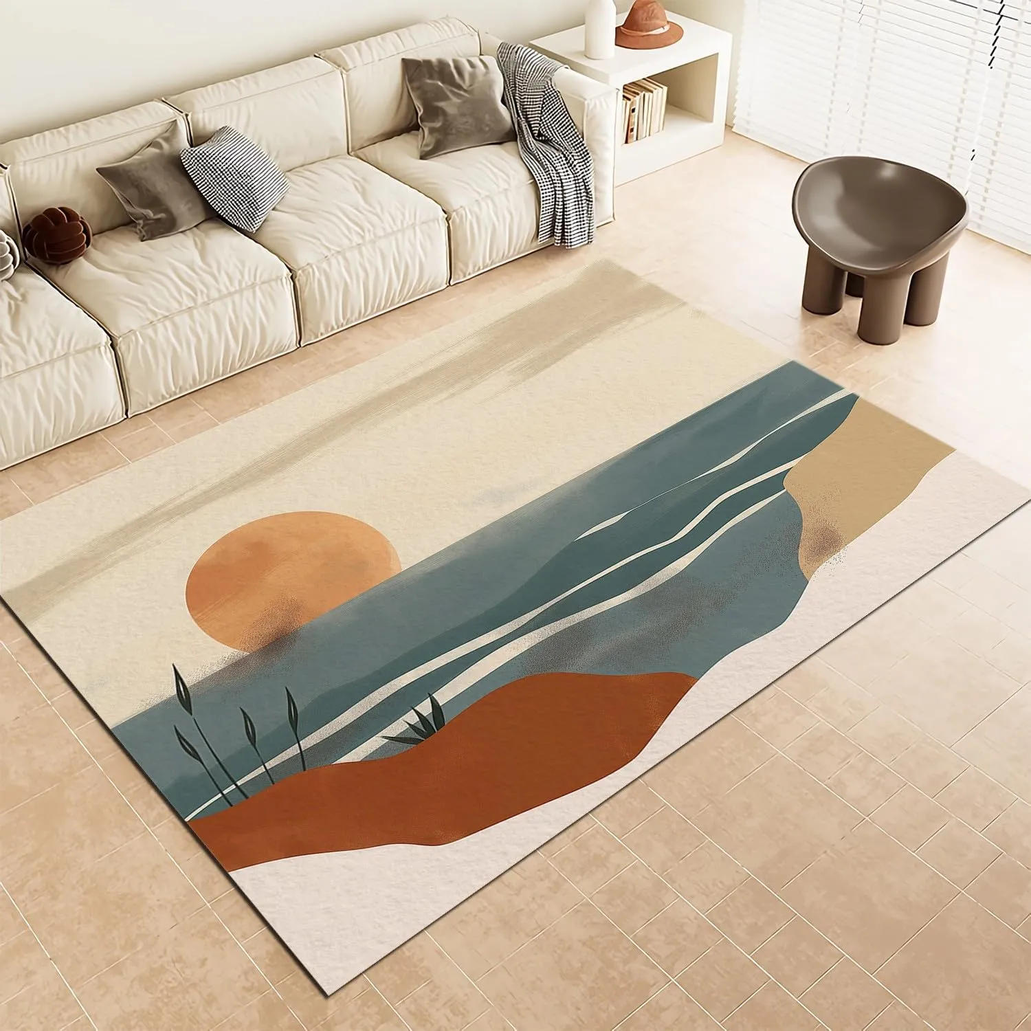 Area Rugs for Living Room Minimalist Valley Cream Fluffy Rug Soft Flannel, Rug Floor Carpet with Durable Anti Slip Backing, Carpet Runners Ideal for Bedroom and Nursery 2x3 ft