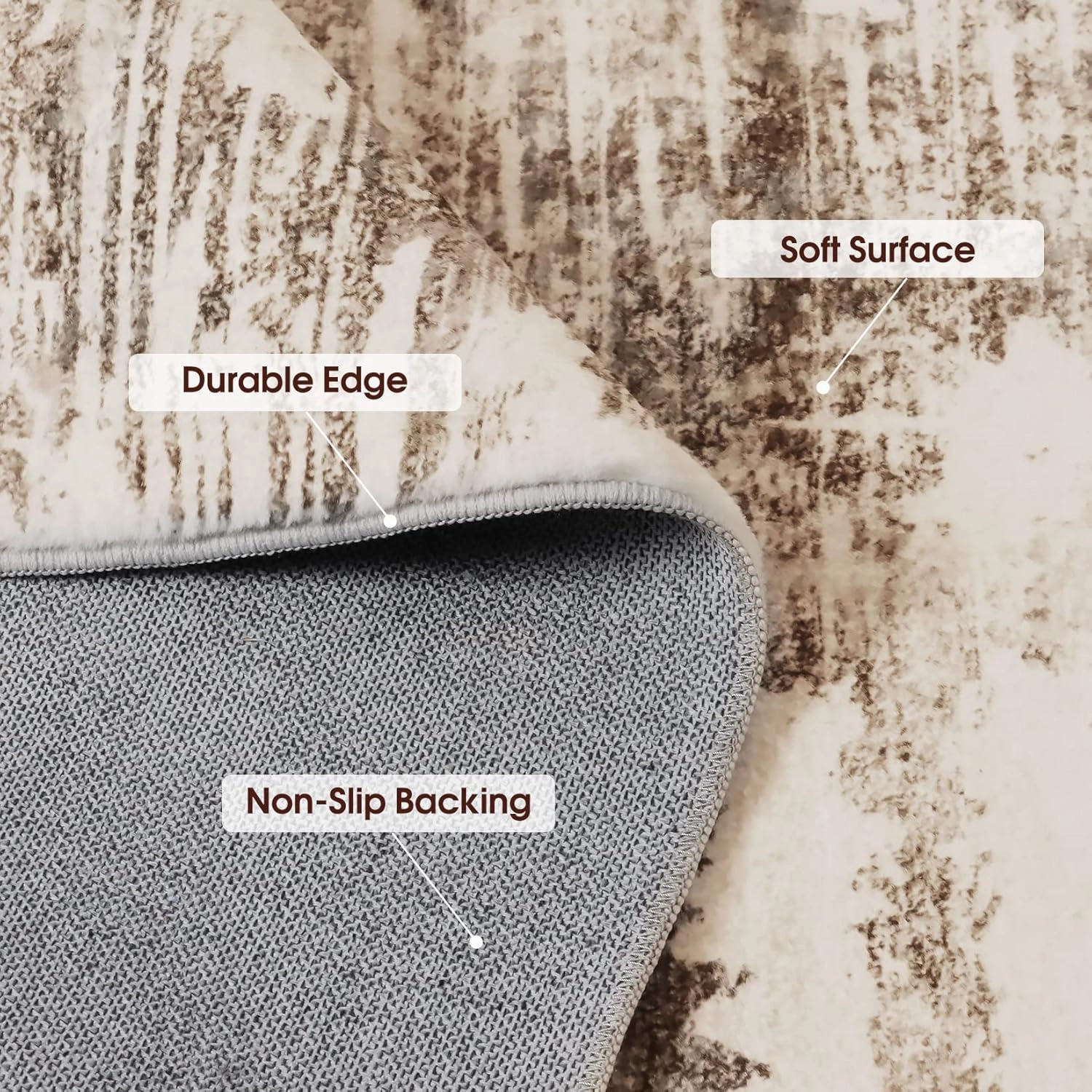 Area Rug Living Room Rugs: 5x7 Indoor Soft Fluffy Rug Abstract Carpet for Bedroom Kitchen Dining Room Floor Washable Plush Throw Large Accent Rug Home Office Nursery Decor - Beige