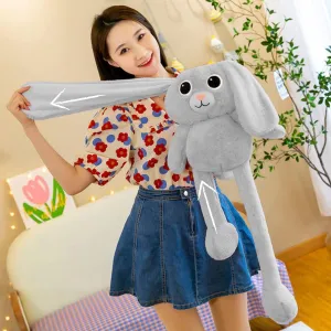 ARELUX Stuffed Animal Bunny Plush Toy, Kawaii Soft Rabbit Plushie Doll, Creative Fluffy Bunny Hugging Pillow with Floppy Long Ear Reversible Long Legs Gifts for Boys Girls