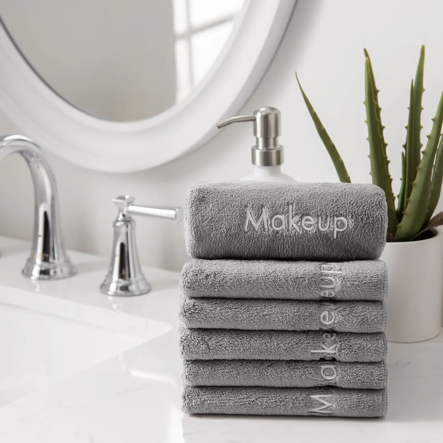 Arkwright Makeup Towels - Bulk Case of 108 - Ultra Soft & Gentle Microfiber Coral Fleece Washcloth Face Make Up Remover, Reusuable Eraser Cloth Essentials for Hosts & Artists, 13 x 13 in, Grey