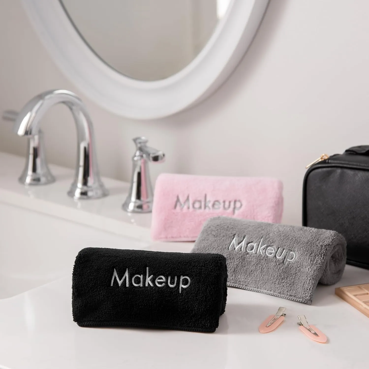Arkwright Makeup Towels - Bulk Case of 108 - Ultra Soft & Gentle Microfiber Coral Fleece Washcloth Face Make Up Remover, Reusuable Eraser Cloth Essentials for Hosts & Artists, 13 x 13 in, Grey