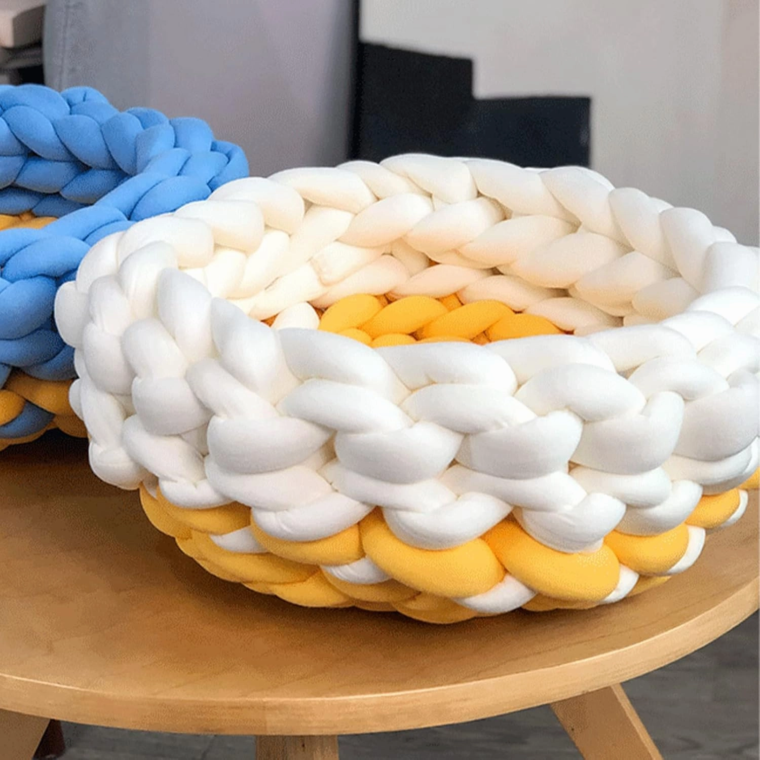 Arm Knitting Yarn for Chunky Braided Knot Throw Blanket DIY, Soft Extra Cotton Washable Tube Bulky Giant Yarn for Weave Craft Crochet (Yellow 2.2lb)