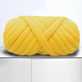Arm Knitting Yarn for Chunky Braided Knot Throw Blanket DIY, Soft Extra Cotton Washable Tube Bulky Giant Yarn for Weave Craft Crochet (Yellow 2.2lb)