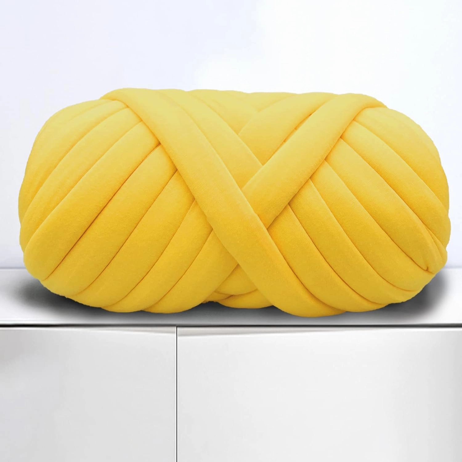 Arm Knitting Yarn for Chunky Braided Knot Throw Blanket DIY, Soft Extra Cotton Washable Tube Bulky Giant Yarn for Weave Craft Crochet (Yellow 2.2lb)