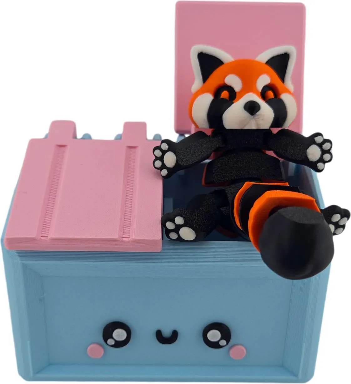 Articulated Red Panda - 3D Printed Flexible Fidget Toy | Stress & Anxiety Relief | Desk & Home Decor | Optional Trash Can or Dumpster (Red Panda With Dumpster)