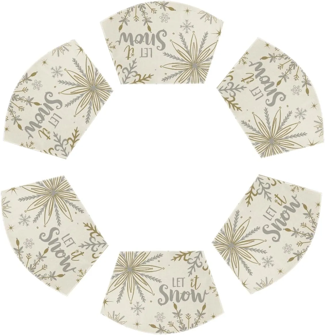 Artoid Mode Christmas Snowflakes Wedge Shape Placemats for Round Table Set of 6, Let it Snow Winter Winter Seasonal Kitchen Dining Table Decoration for Indoor Party Home
