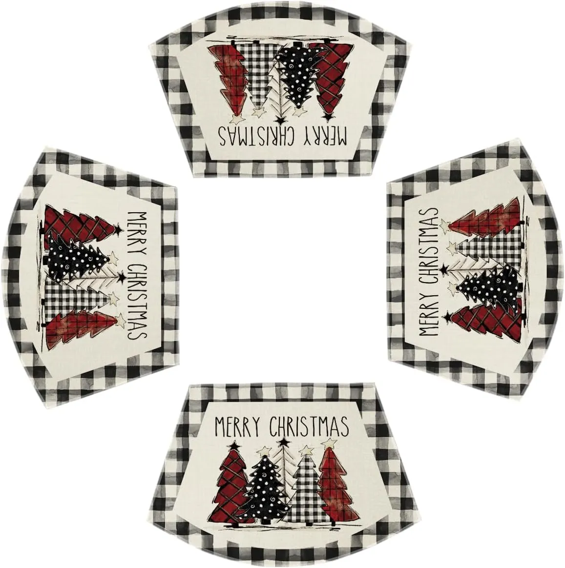 Artoid Mode Christmas Trees Wedge Shape Placemats for Round Table Set of 4, Winter Seasonal Kitchen Dining Table Decoration for Indoor Party Home