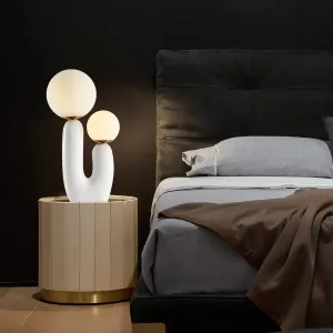 Arturesthome Nightstand Desk Lamp, Creative Nordic Living Room Bedside Bedroom Table Lamp with Light Bulbs, White